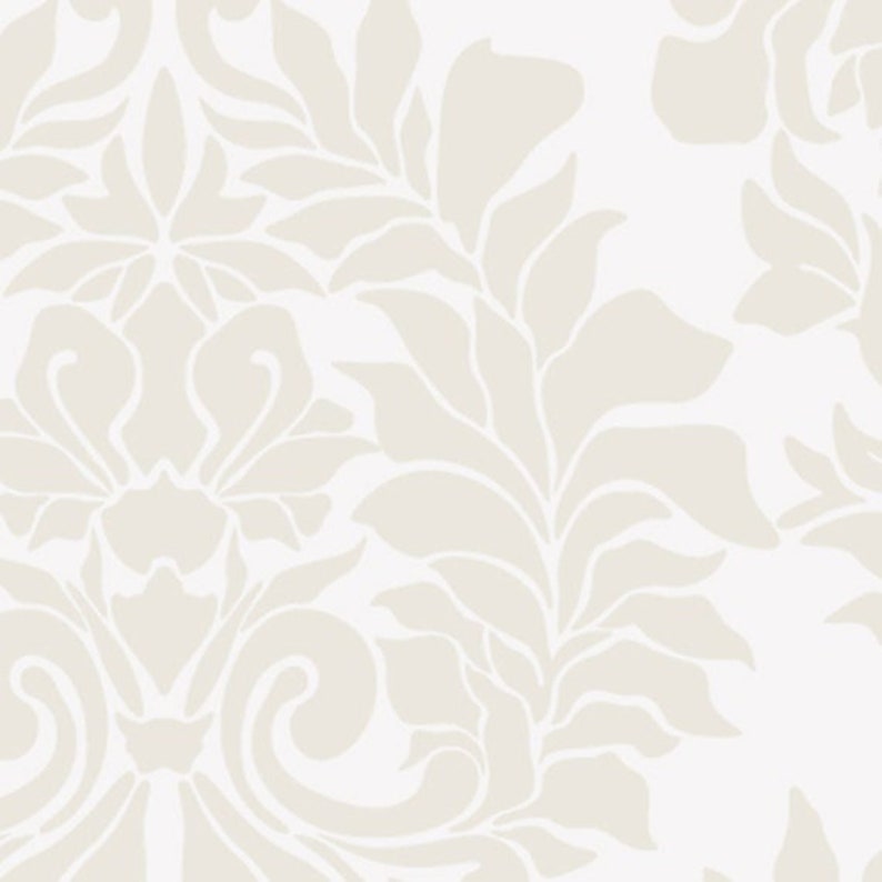 Beige on White Classic Damask Wallpaper - Peel and Stick or Traditional Unpasted image 4