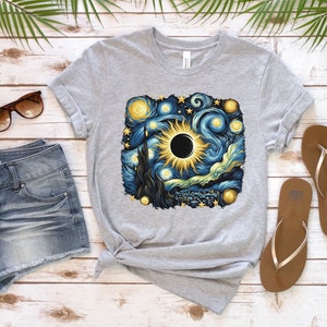 Eclipse 2024 Shirt, Solar Eclipse 2024, Total Solar Eclipse Shirt, Van Gogh Eclipse, Sun Moon TShirt, Family Matching Shirt, Astronomy Gift image 3