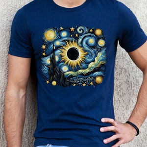 Eclipse 2024 Shirt, Solar Eclipse 2024, Total Solar Eclipse Shirt, Van Gogh Eclipse, Sun Moon TShirt, Family Matching Shirt, Astronomy Gift image 6