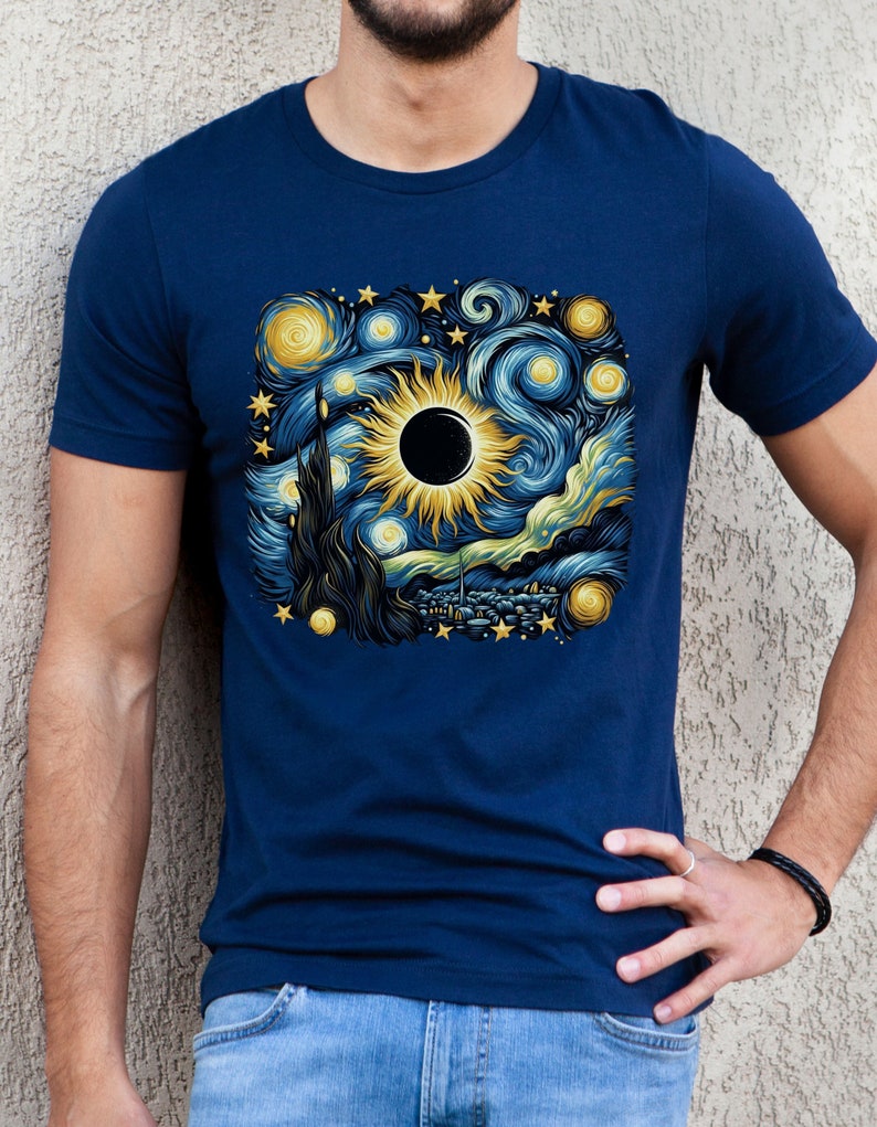 Eclipse 2024 Shirt, Solar Eclipse 2024, Total Solar Eclipse Shirt, Van Gogh Eclipse, Sun Moon TShirt, Family Matching Shirt, Astronomy Gift image 6