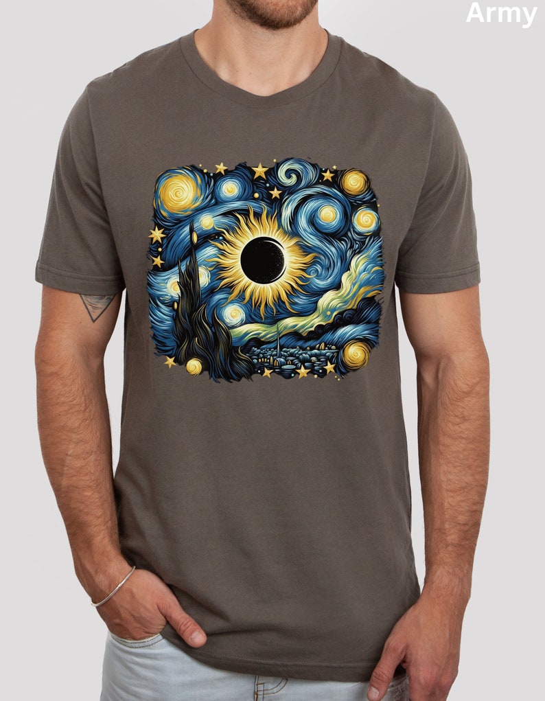 Eclipse 2024 Shirt, Solar Eclipse 2024, Total Solar Eclipse Shirt, Van Gogh Eclipse, Sun Moon TShirt, Family Matching Shirt, Astronomy Gift image 5