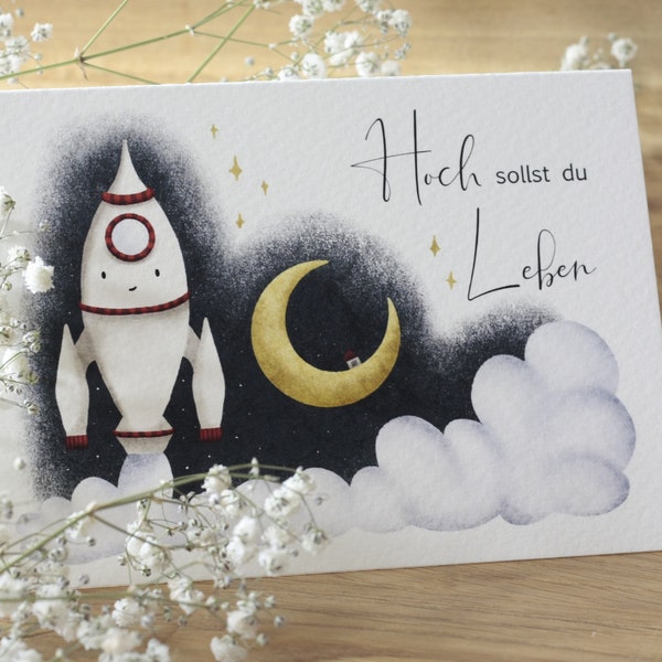 Rakete geburtstagskarte Etsy.de