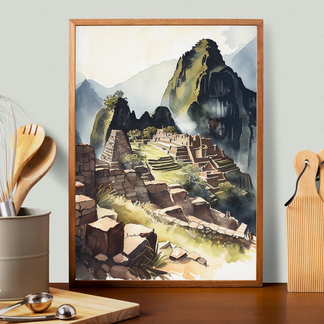 PRINTABLE Machu Picchu Peru Watercolor Landscape Painting Picturesque ...