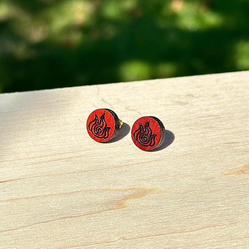 Inspired Avatar the Last Airbender Inspired Stud Earrings Anime Wood