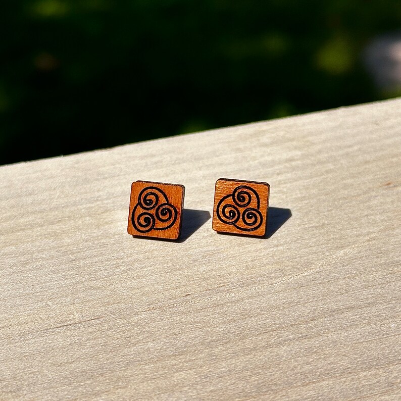 Inspired Avatar the Last Airbender Inspired Stud Earrings Anime Wood