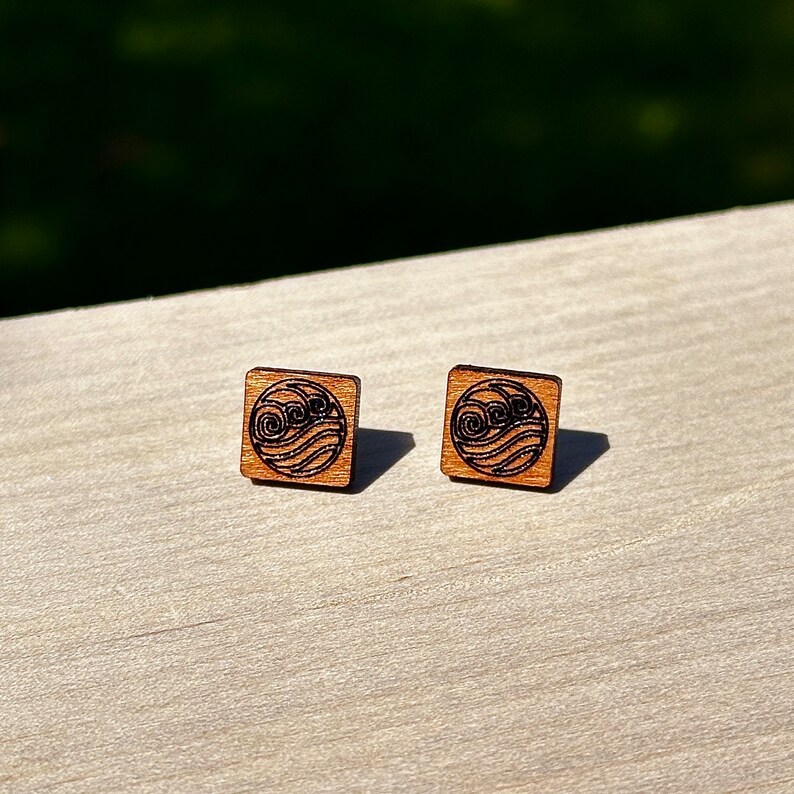 Inspired Avatar the Last Airbender Inspired Stud Earrings Anime Wood