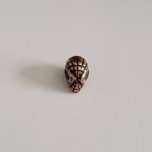 Sterling Silver Rose Gold Spiderman head with Gem eyes bead