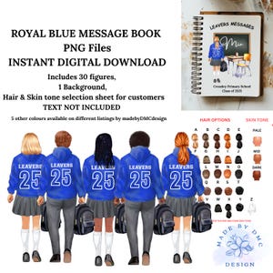 Royal Blue Personalised 2025 School Leavers Digital Download Files PNG  Complete Hoodie Figures and Classroom background
