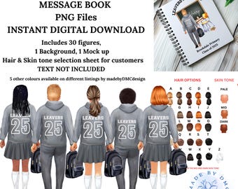 Grey School Leavers 2025, Instant Digital Download, PNG. Complete figures and separate background.