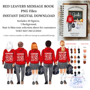 Cuaderno rojo personalizado para egresados del colegio 2025, descarga digital PNG