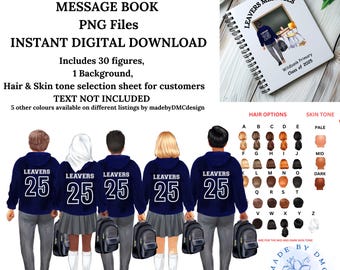 Navy Blue School Leavers 2025, PNG, Sublimation Design, Instant Digital Download, complete figures and background.