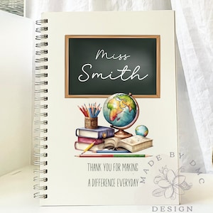 Teacher Note Book Gift, Classroom Assistant Watercolour PNG, Sublimation Design, Digital Download