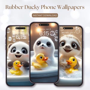 気まぐれなゴム製アヒルの愛の壁紙、かわいい動物をテーマにした携帯電話の背景、愛らしい動物の美学、インスタントデジタル JPG ダウンロード