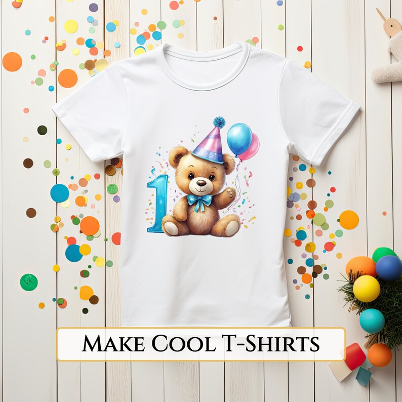 1st Birthday Teddy Bear Clipart, Sublimation First Birthday Watercolor ...