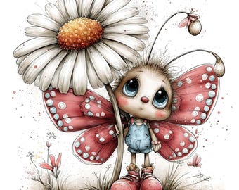 Whimsical Butterfly Clipart Bundle, Watercolor Fantasy Insect Graphics, Fairy Garden Illustration, Junk Journal Ephemera, Commercial Use JPG