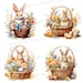 Vintage Watercolor Easter Bunny Clipart Bundle, Printable Easter Eggs ...