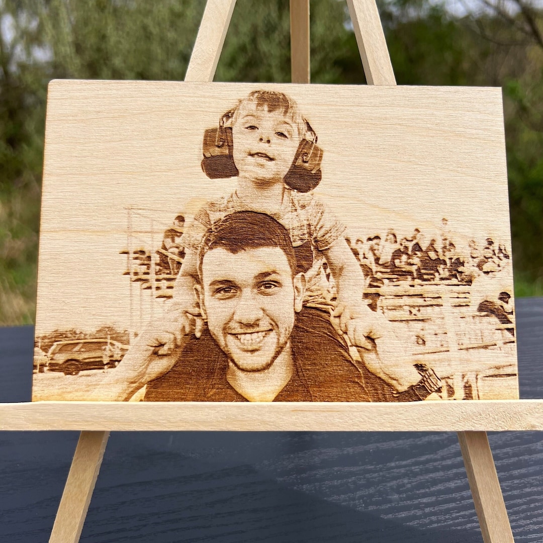 Laser Engraved Wood Photo, Custom Wood Burned Photo, Engraved Photo