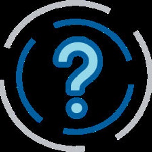 Può includere: Un punto interrogativo blu con un punto bianco al centro, circondato da tre cerchi concentrici. Il cerchio esterno è grigio, il cerchio intermedio è blu e il cerchio interno è bianco.