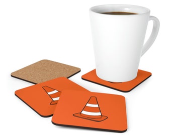 Traffic cone coasters - Traffic Cone Corkwood Coaster Set of 4 - Highway cone coaster - Autocross coaster - Traffic cone table coaster