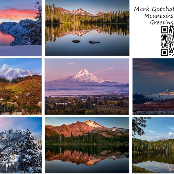 5 x 7 Photo Greeting Cards, Boxed Set of 8, Mountains & Lakes, Oregon and Washington Photography Cards. Free Shipping