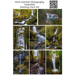 Index image of the 5 x 7 blank photographic greeting cards, set of 8 waterfall images
