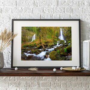 Double Vision, two waterfalls in Oregon&#39;s Coast Range Mountains, Waterfall Photography Prints, Wall Art, Canvas Prints, Metal Prints