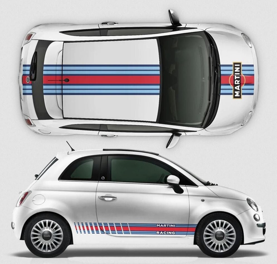 Martini Racing Stripes Set für den italienischen Fiat 500 selbstklebende  grafische Autoaufkleber aus Vinyl - .de