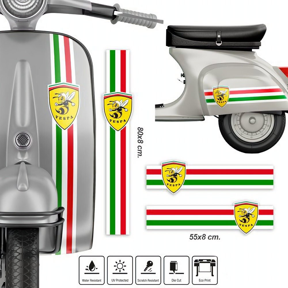 Set Adhesive Sticker for Vespa Bee Logo Italy Motorbike Moto Decor Decals 
