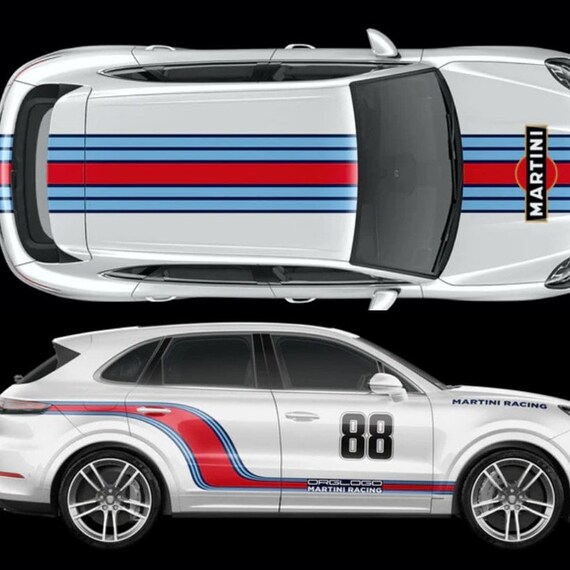 Curved Martini Racing Stripes Set for Carrera and Panamera Vinyl