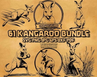 Pakiet Kangaroo SVG: Klipart przedstawiający australijską przyrodę (projekt cyfrowy)