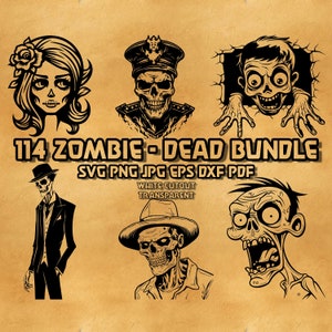 Halloween Zombie SVG Bundle, Dead Svg Bundle, Spooky Halloween Zombie Svg, Zombie vector dxf, Zombie png, Zombie Head Svg,Cartoon Zombie svg