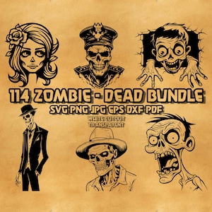 Paquete SVG de zombi de Halloween, paquete SVG de muerto, SVG de zombi de Halloween espeluznante, vector de zombi dxf, png de zombi, SVG de cabeza de zombi, SVG de zombi de dibujos animados