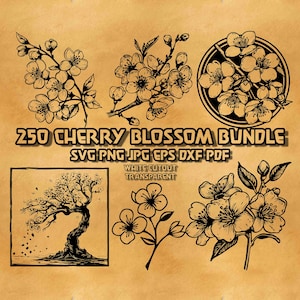 桜 SVG バンドル、日本の桜 SVG、桜の木の花 SVG、花 SVG、ミニマリストの花 SVG、ハイパークの桜 SVG PNG