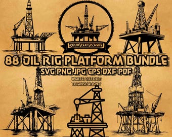 Oljeriggplattform SVG-paket: Offshore-borrning Clipart (digital nedladdning)