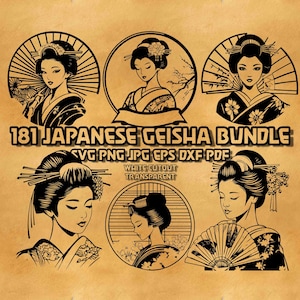 Japanese Geisha Svg Bundle, Japanese Kimono Asian Woman Design, Japanese Elegant Traditional Queen Monograms, Japan Cultural Art Svg Png