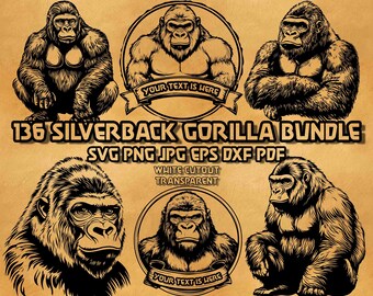 Silverback Gorilla SVG Bundle: Jungle Art Designs (Digital Product)