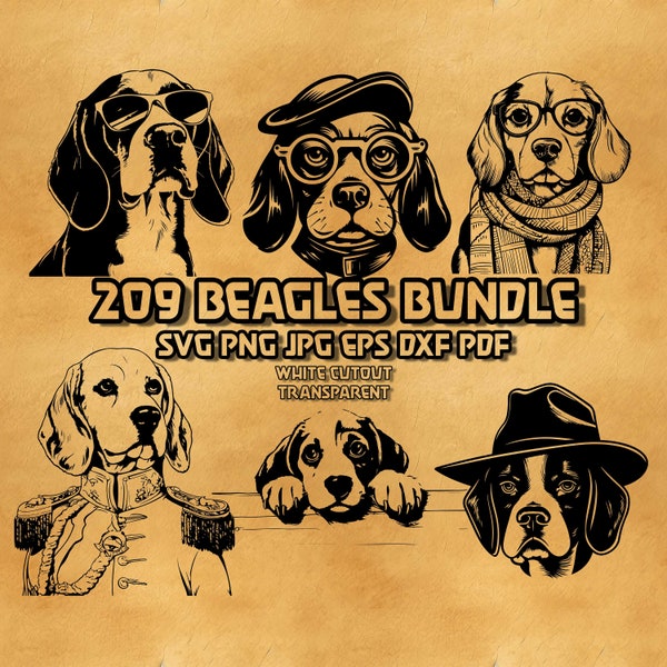 Beagle Svg Bundle, Peeking Beagle, Beagle Sunglass svg, Cowboy Hat Beagle Svg, Dapper Gentleman Beagle, Biker Beagle Svg, Royal Beagle Svg