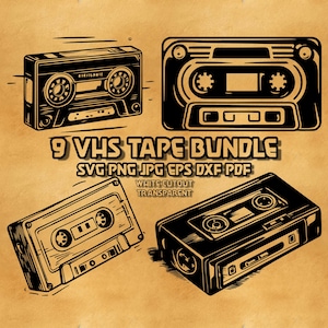 VHS Tape SVG Bundle: Cassette Vector Illustration (Laser Engraving File)