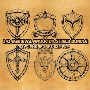 Medieval Warrior Shield SVG Bundle: Knightly Designs for Crafts