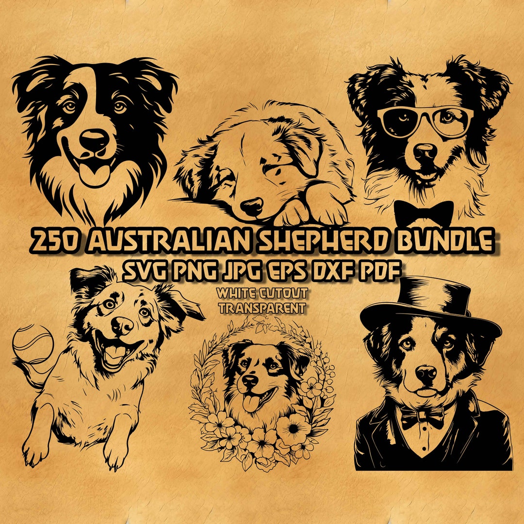 Australian Shepherd SVG Bundle: Aussie Dog Graphics (digital Product ...