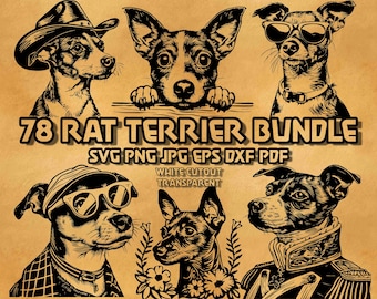 Zestaw Rat Terrier SVG: podglądanie, motywy kwiatowe i kowbojskie