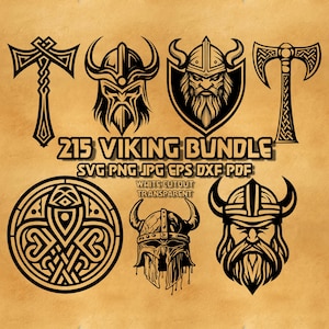 Viking SVG Bundle: Shield, Warrior, Axe, Helmet, Celtic Knot (Digital Files)