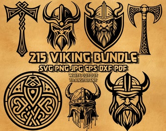 Viking Warrior SVG Bundle 215 Bold Norse Illustrations Line Art Mens Decor Vector Graphics Digital Design Files Collection Instant Download