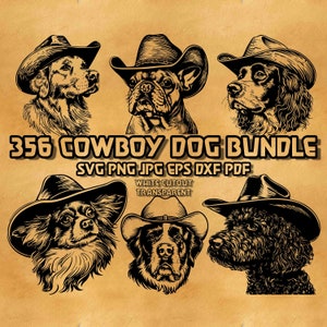 Cowboy Dog Svg Bundle, 115 Dog Breed Cowboy Svg, Complete Cowboy Dog Breeds Png, Cowboy Dog Clipart Mega Bundle, Complete Dog Breeds