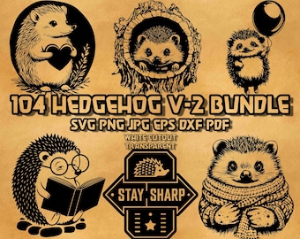 Hedgehog SVG Bundle, Forest Animal Clipart (Digital Download)