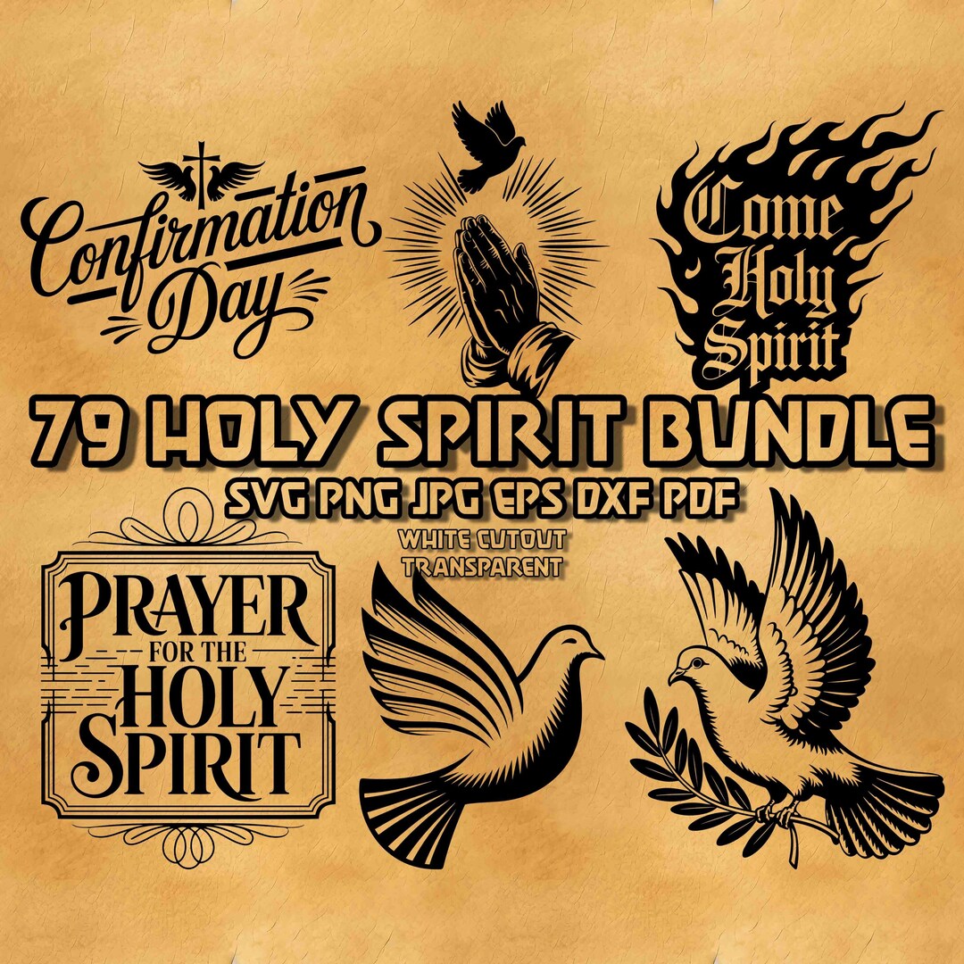 Holy Spirit SVG Bundle: 79 Christian Dove and Confirmation Day Designs ...