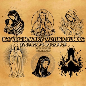 Virgin Mary Mother Svg Bundle, Mary Mother Monogram Designs, Blessed Holy Mother Svg, Christian Design for Engraving, Mary Mother of Jesus