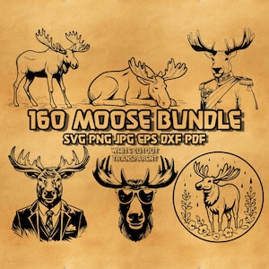 Paquete de alces SVG, alce vaquero SVG, alce floral SVG, alce real SVG, alce caballero SVG, corona SVG, alce geométrico SVG DXF Png