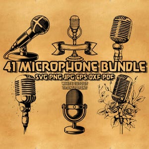 Microphone SVG Bundle: Vintage Mic, Music & Podcast Clipart (Digital Product)