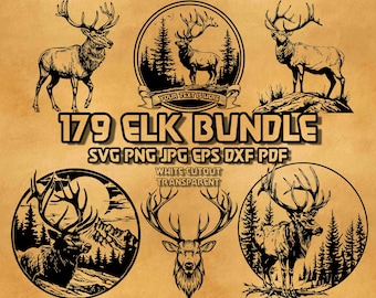 Elk SVG Bundle: Wildlife Forest Designs (PNG, EPS)